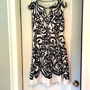 Black & white print a-line Ann Taylor midi dress